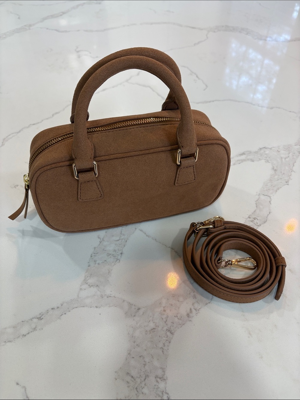 Ann Taylor Tan Brown Faux Suede Small Handbag Purse